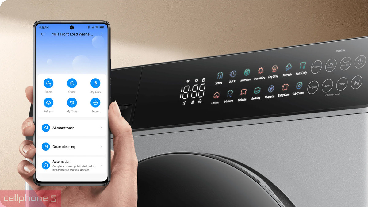 Khả năng hỗ trợ điều khiển qua app của máy giặt sấy Xiaomi Mijia giặt 10.5 kg sấy 7 kg 2025
