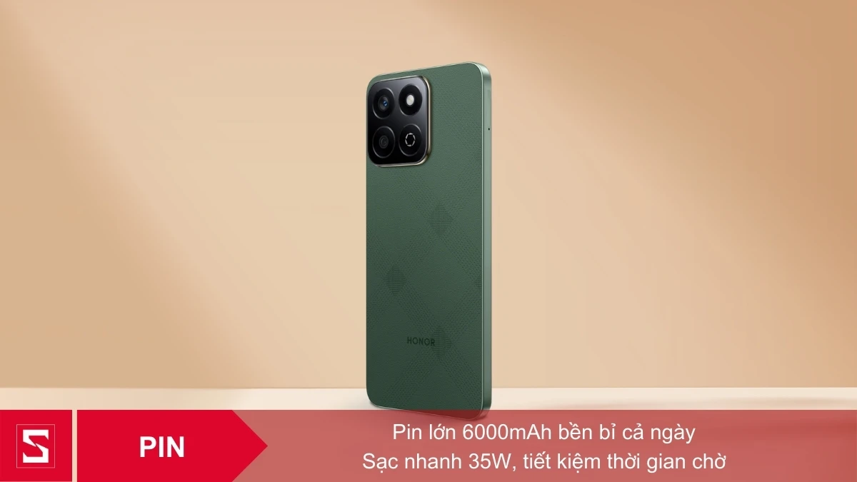 Điện thoại Honor X7C sở hữu viên pin dung lượng lớn 6000mAh