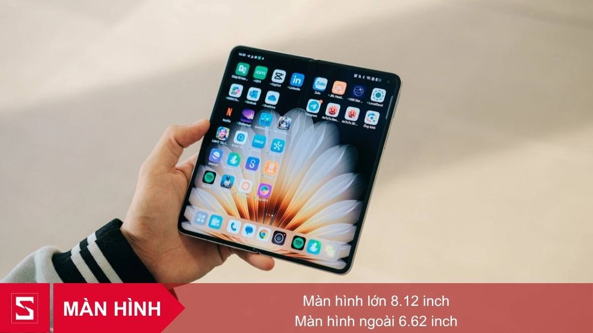 OPPO Find N5 sở hữu màn hình chính 8.12 inch độ phân giải tần số quét 120Hz
