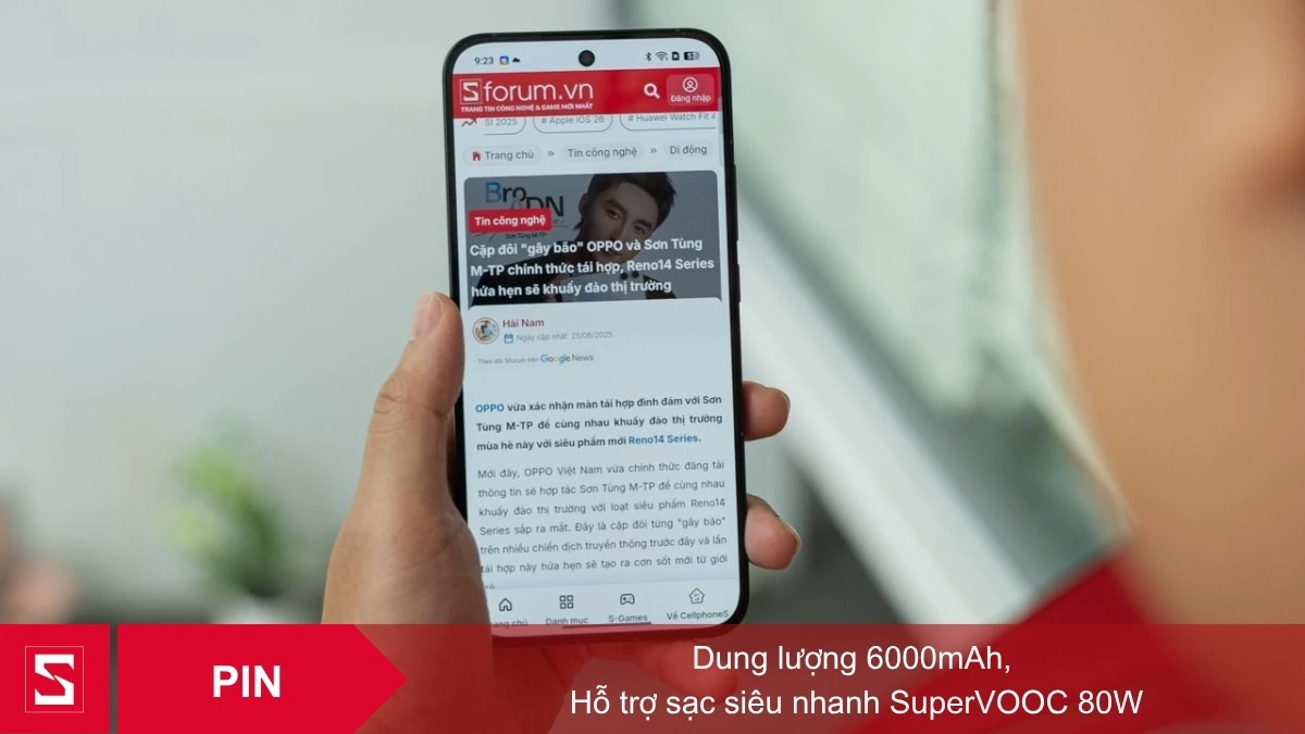 Pin Reno14 lên đến 6000mAh