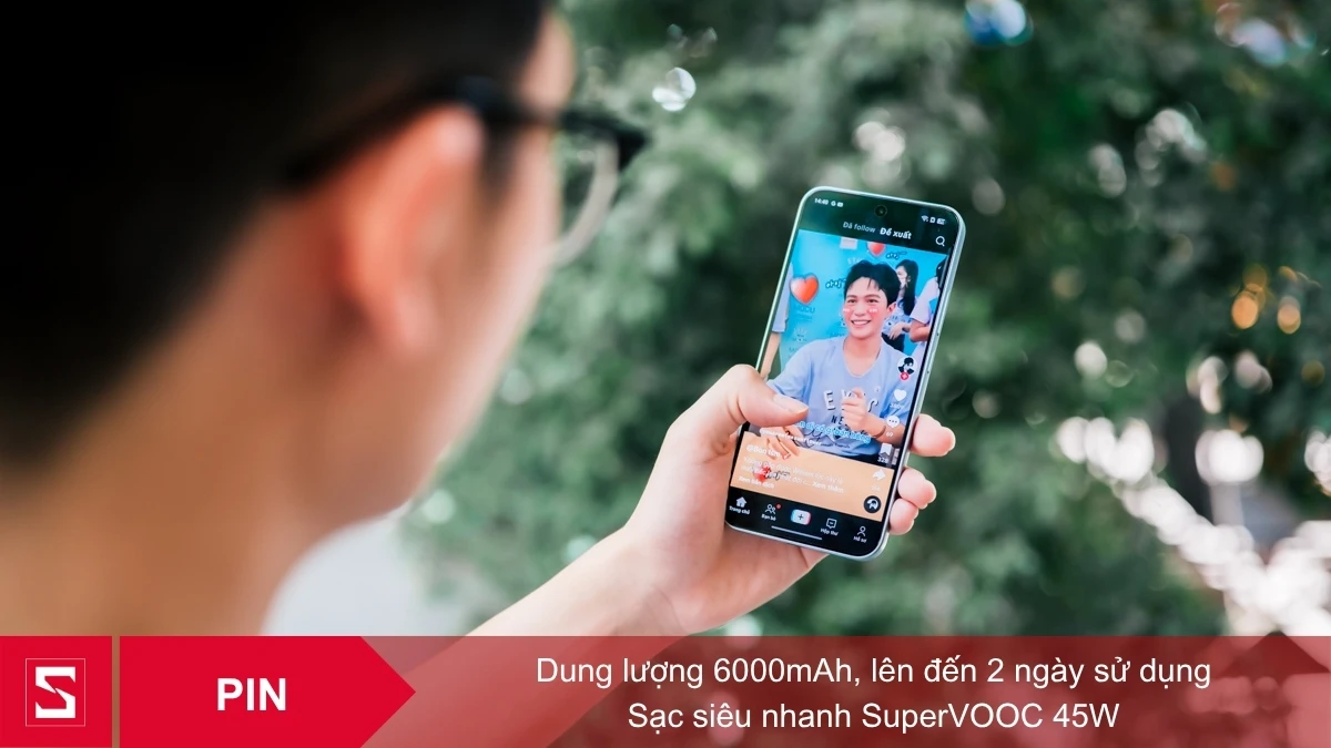 Reno 14 F có dung lượng pin lên đến 6000 mAh cực ấn tượng với công suất sạc nhanh