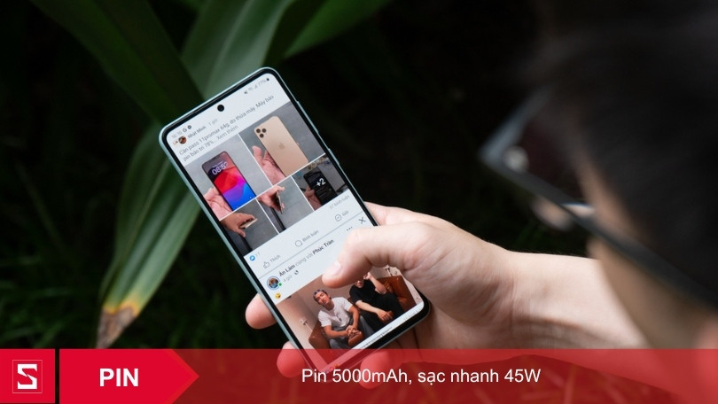 Pin 5000mAh, hỗ trợ sạc nhanh 45W