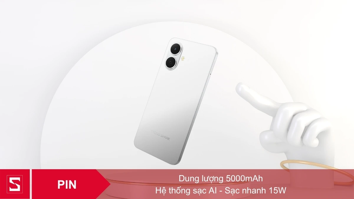 Điện thoại Tecno Spark Go 2 được trang bị pin 5000mAh