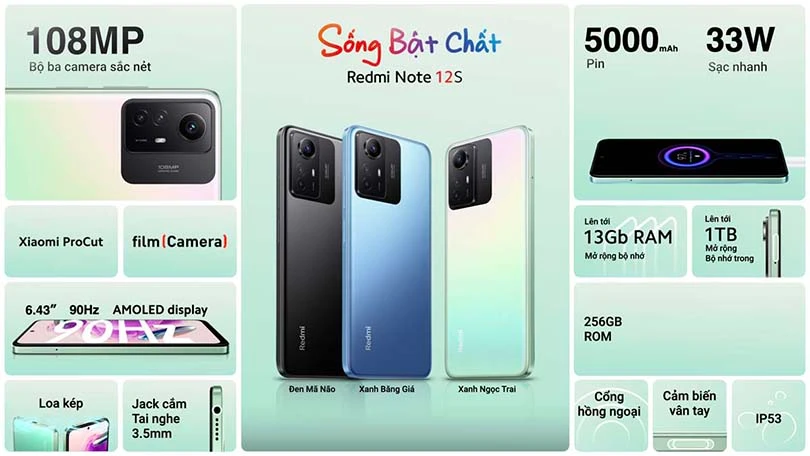 Xiaomi Redmi Note 12S  Chính hãng giá rẻ, tặng 500K lên đời