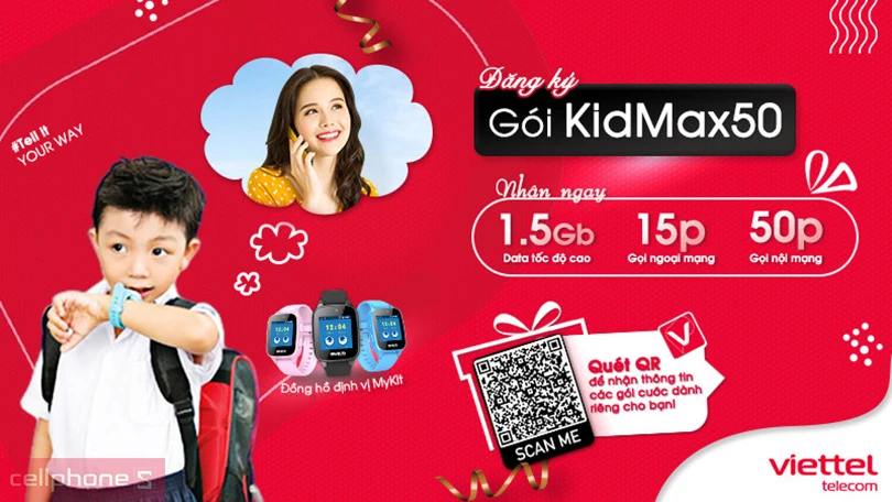 Sim 4G Viettel KIDMAX50 – Giá cước rẻ, ưu đãi hấp dẫn