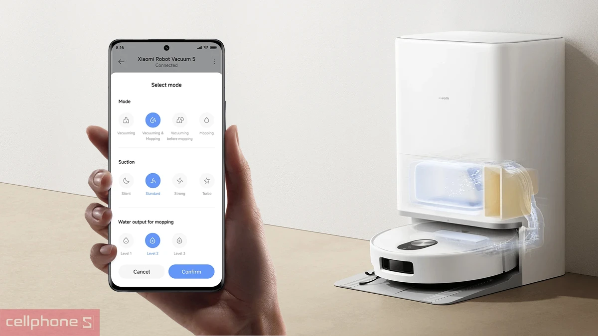 Hướng dẫn sử dụng robot hút bụi Xiaomi Vacuum 5 qua app