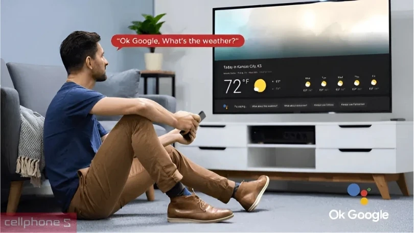 Trợ lý ảo, điều khiển qua app trên Google Tivi UHD TCL 43P79B 4K 43 inch