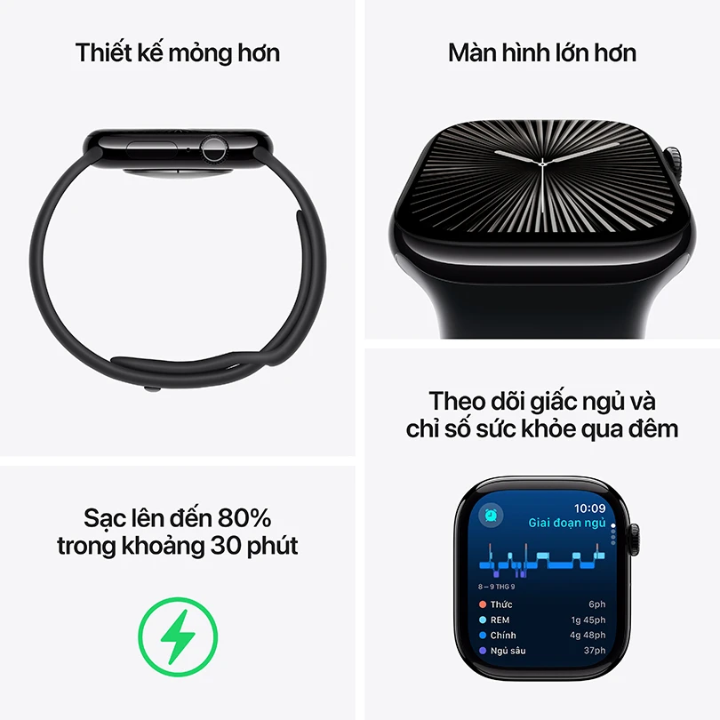 Apple Watch Series 10 42mm 4G Viền Nhôm Dây Cao Su Size M/L