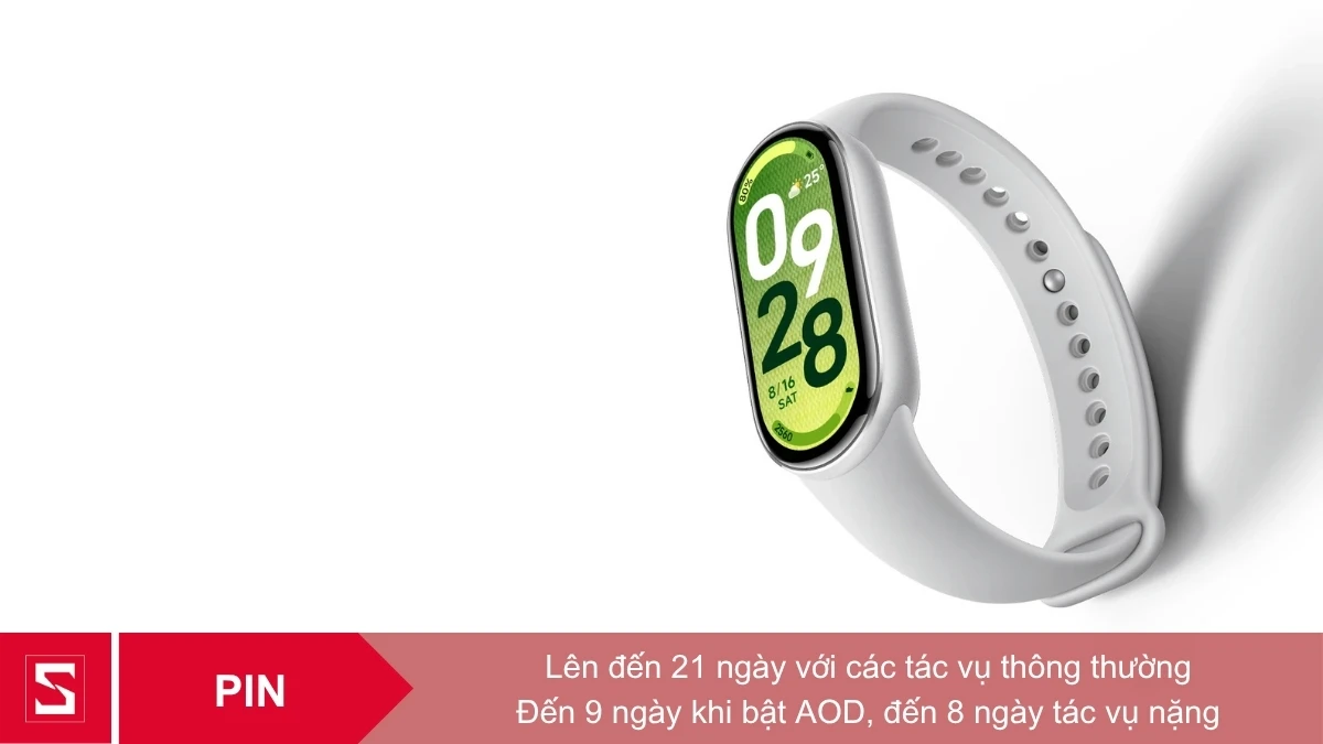 Vòng tay thông minh Mi Band 10 thời lượng pin đến 21 ngày giúp duy trì hoạt động ổn định trong nhiều ngày