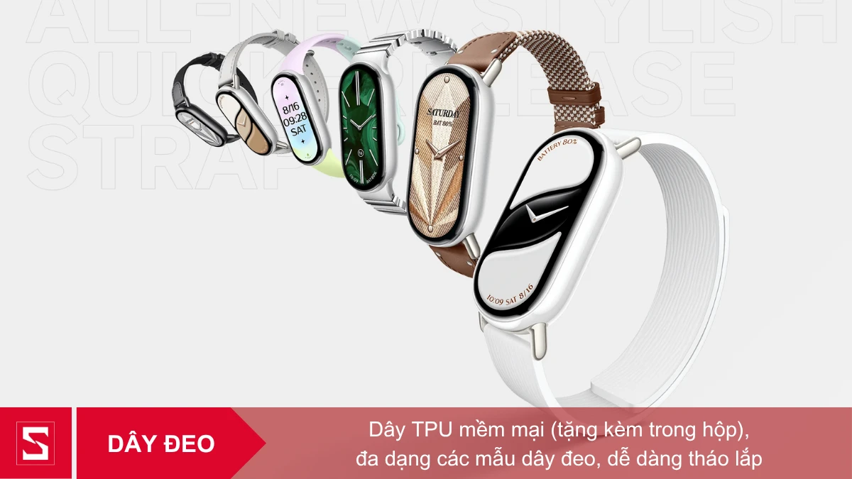 Xiaomi Mi Band 10 nổi bật với dây đeo mềm mại, tháo lắp nhanh chóng
