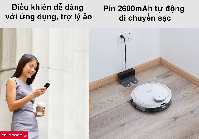 Pin dung lượng lớn 2600mAh, điều khiển thông minh qua ứng dụng