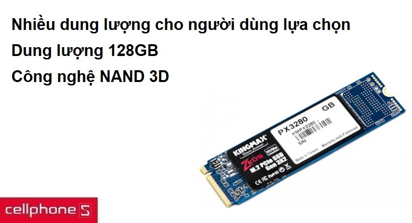 Dung lượng 128GB, công nghệ NAND 3D