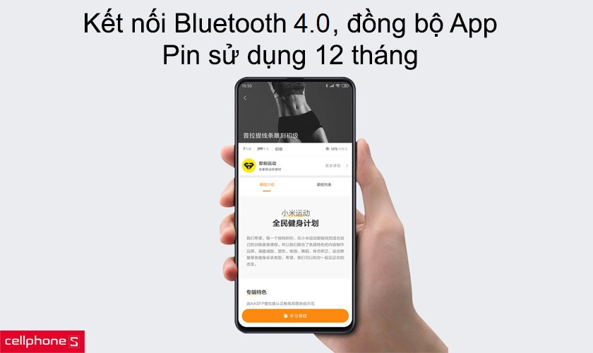 Kết nối bluetooth 4.0, pin sử dụng 12 tháng, đồng bộ App, kiểm soát dữ liệu thông minh