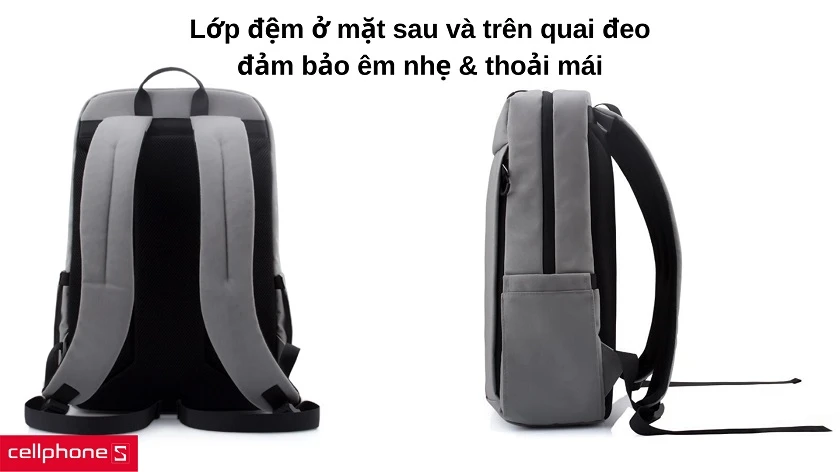 Thiết kế đệm ở mặt sau và quai đeo đảm bảo thoải mái trong suốt chuyến đi