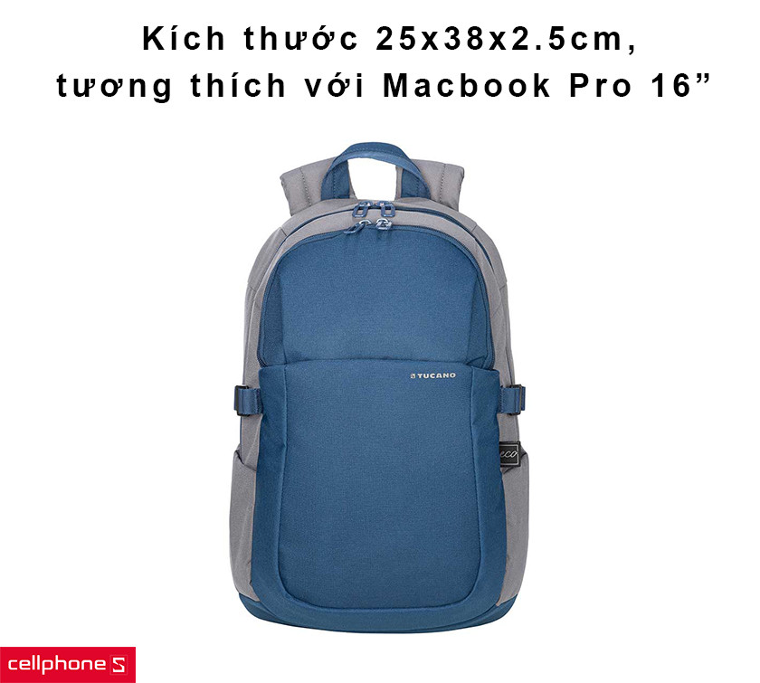 Kích thước 25x38x2.5cm, tương thích với Macbook Pro 16”