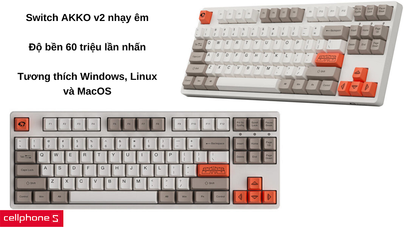 Switch Akko v2 nhạy êm, tương thích nhiều hệ điều hành