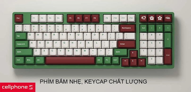 Phím bấm nhẹ, keycap chất lượng