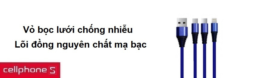 Vỏ bọc lưới chông nhiểu, lõi đồng nguyên chất mạ bạc