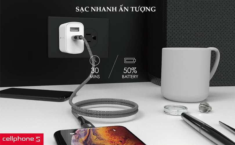 Đánh giá tốc độ sạc cáp Feeltek Usb-C To Lightning 1.2m