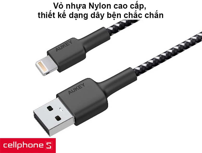 Vỏ nhựa Nylon cao cấp, thiết kế dạng dây bện chắc chắn