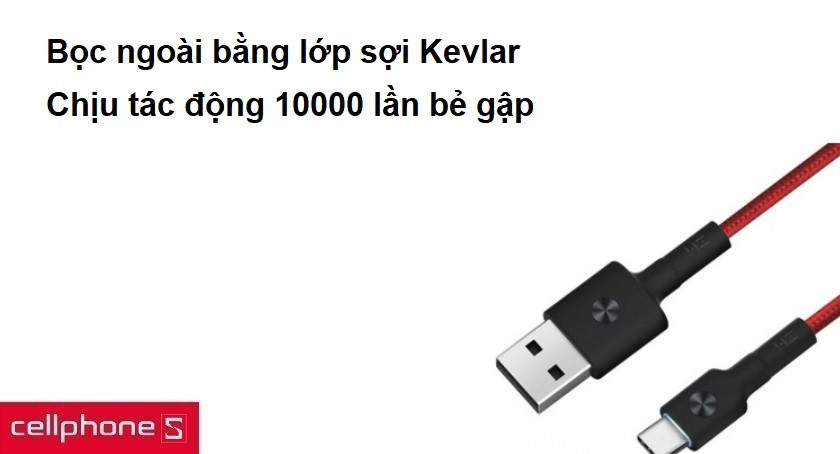 Vỏ bọc sợi Kevlar bền bỉ, cổng sạc nhôm Aluminium
