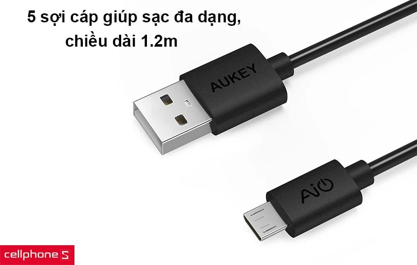 5 sợi cáp giúp sạc đa dạng, chiều dài 1.2m