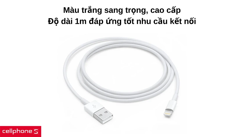 Màu trắng sang trọng, với độ dài 1m đáp ứng nhu cầu kết nối