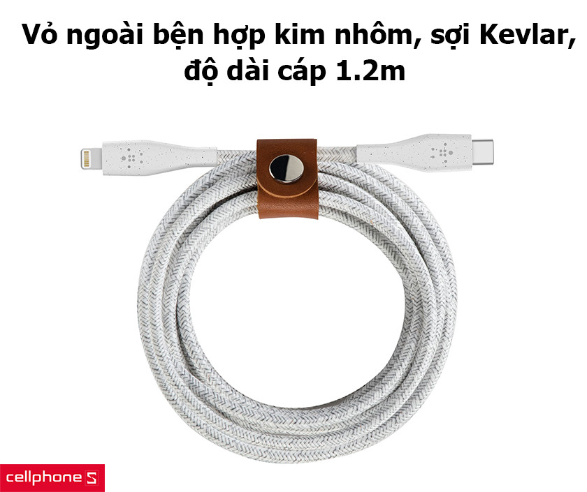 Vỏ ngoài bện hợp kim nhôm, sợi Kevlar, độ dài cáp 1.2m