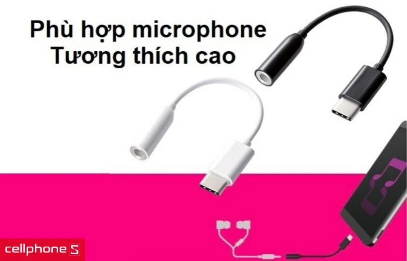 Có thể sự dụng với cả tai nghe có microphone và tương thích với nhiều loại tai nghe khác
