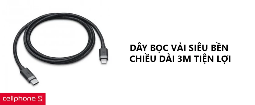 Dây bọc vải siêu bền – chiều dài 3m tiện lợi