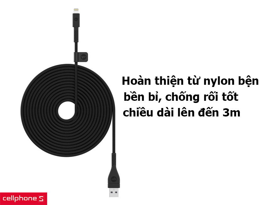 Hoàn thiện từ nylon bện bền bỉ, chiều dài đến 3m