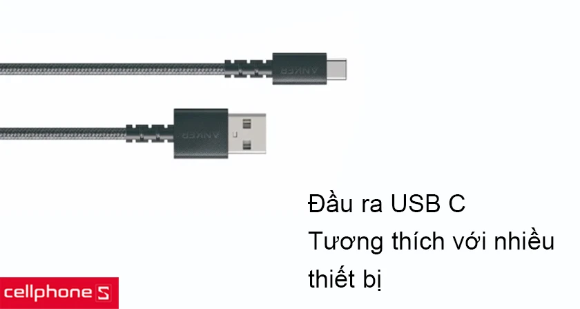 Đầu ra USB C tương thích với nhiều thiết bị điện tử hiện đại