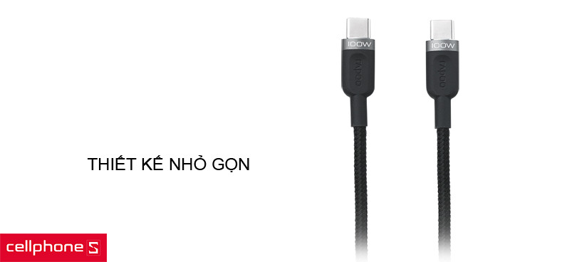 Cáp Rapoo USB-C to C 2m PD100 - Bảo vệ dòng điện thông minh