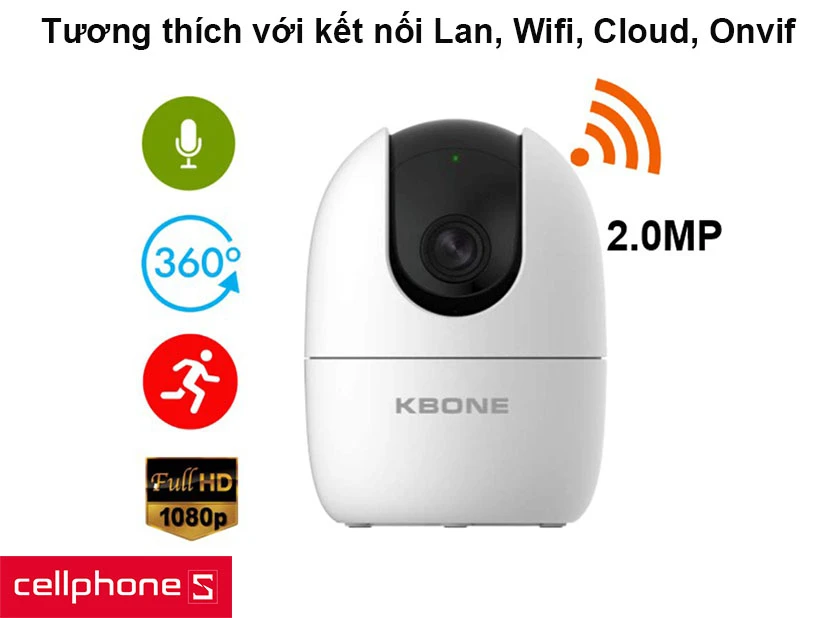 Tương thích với kết nối Lan, Wifi, Cloud, Onvif - Hỗ trợ khe cắm thẻ nhớ SD 256GB