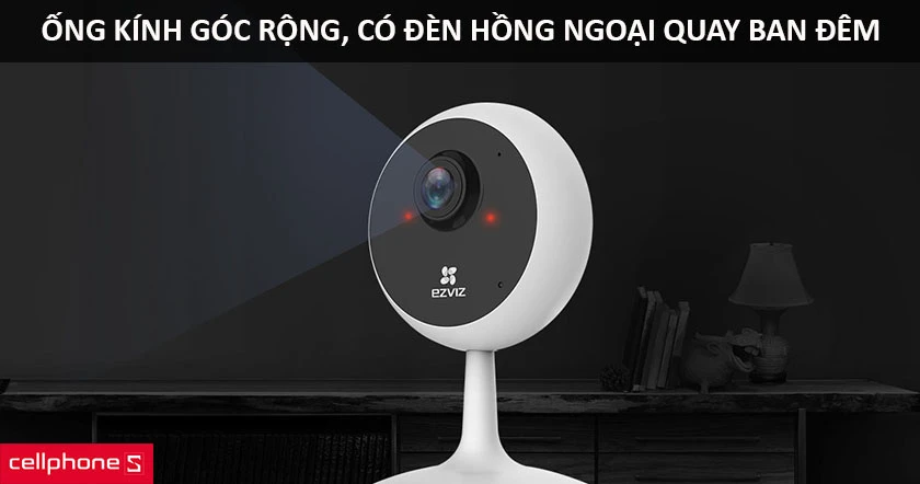 Ống kính góc rộng, độ phân giải Full HD, ghi hình tốt vào ban đêm