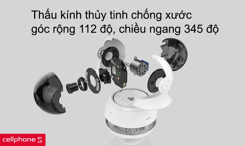 Thấu kính thủy tinh chống xước, góc rộng 112 độ, chiều ngang 345 độ