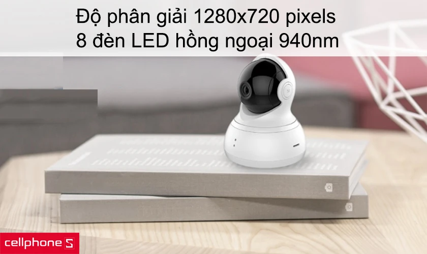 Độ phân giải 1280x720 pixels, 8 đèn LED hồng ngoại 940nm