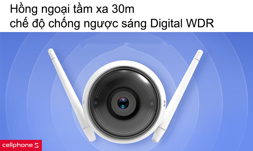 Hồng ngoại tầm xa 30m, chế độ chống ngược sáng Digital WDR