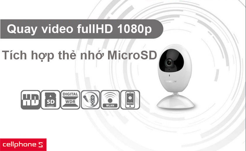 Khả năng quay video với độ phân giải Full HD(1080P) cùng tích hợp thẻ nhớ Micro SD lên tới 128GB
