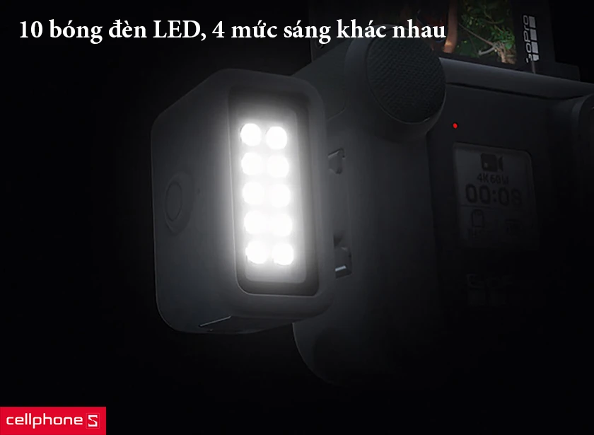 10 bóng đèn LED, 4 mức sáng khác nhau