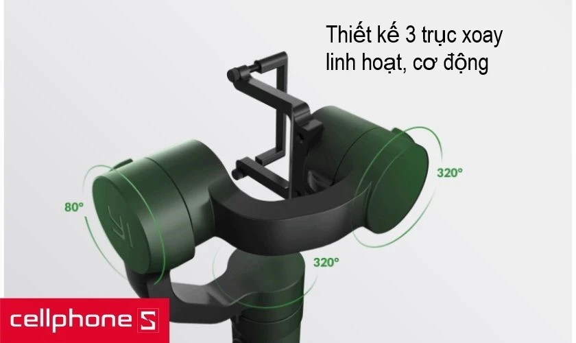 Hệ thống 3 trục này gồm có 2 trục xoay 320o và một trục xoay 80o