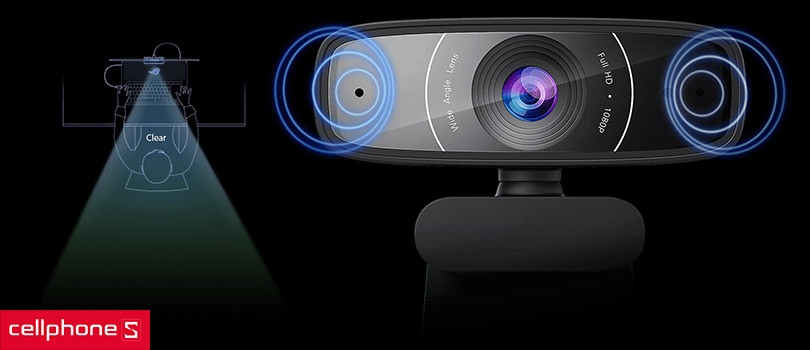 Webcam Asus C3 HD 720p – Góc quay rộng rãi, hình ảnh sắc nét