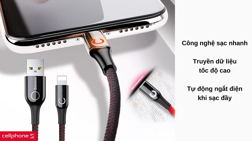 Cáp tự ngắt Baseus cổng Lightning 1 mét