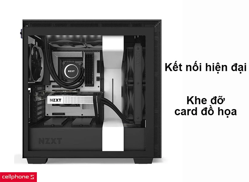 Trang bị kết nối hiện đại với khe đỡ card đồ họa có thể xoay tiện lợi