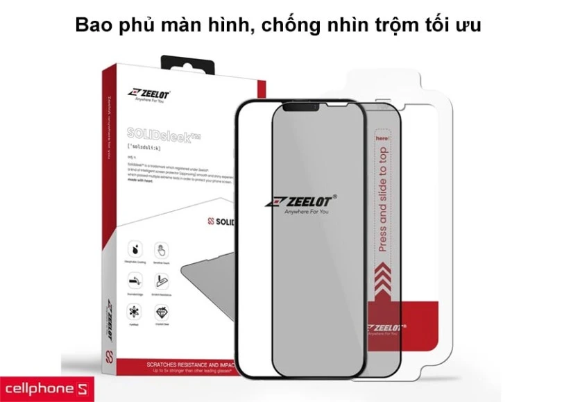 Miếng dán cường lực chống nhìn trộm iPhone 13 Pro Max Zeelot SOLIDsleek 