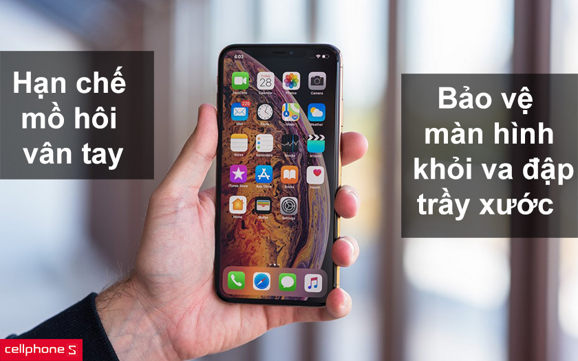 Bảo vệ màn hình khỏi va đập và chống bám vân tay mồ hôi