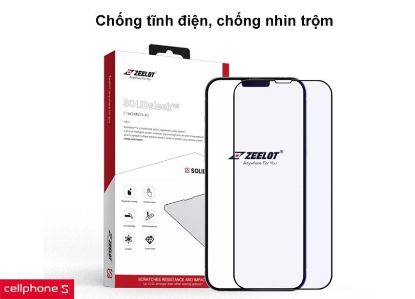 Dán cường lực chống nhìn trộm iPhone 13 Mini Zeelot SOLIDsleek
