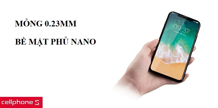 Mỏng 0.23mm, mặt kính hiển thị full HD sắc nét