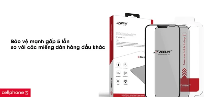 Dán chống va đập Zeelot Solidsleek Privacy Full cho iPhone 13/ 13 Pro