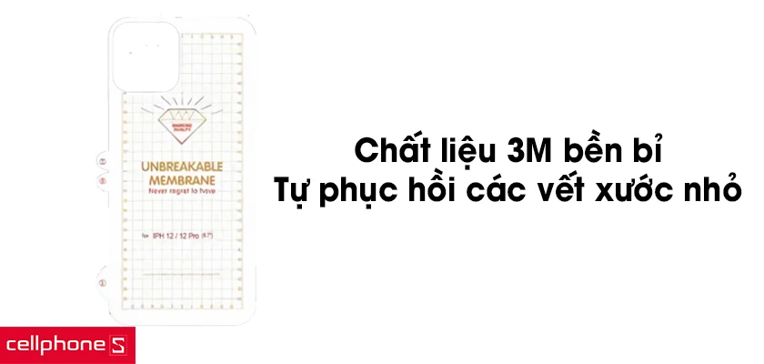 Chất liệu 3M bền bỉ, tự phục hồi các vết xước nhỏ